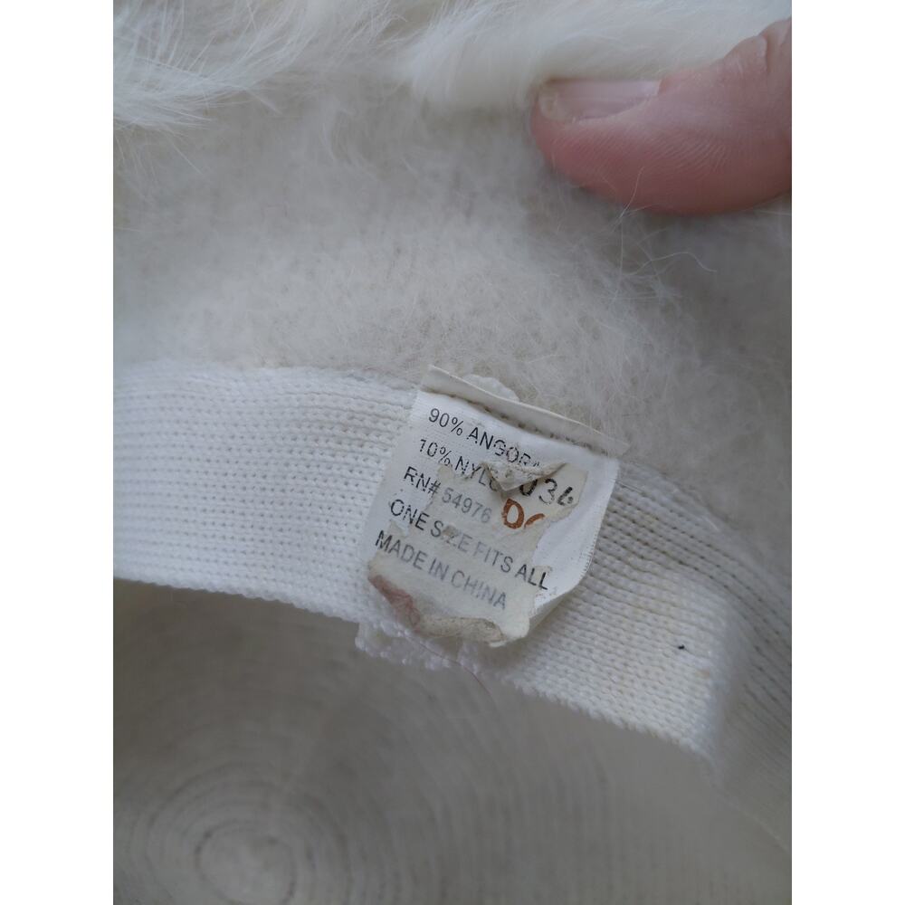 VTG Angora Bucket Winter Hat Cozy Fuzzy One Size Luxury David & Young Chic Warm - Picture 5 of 5